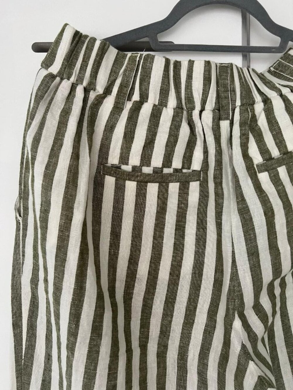 Boden Olive Ivory Stripe Linen Vest & Wide Leg Pants Set Size 8 - Picture 10 of 13